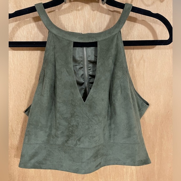 #145-BEBE-olive halter - Picture 1 of 3